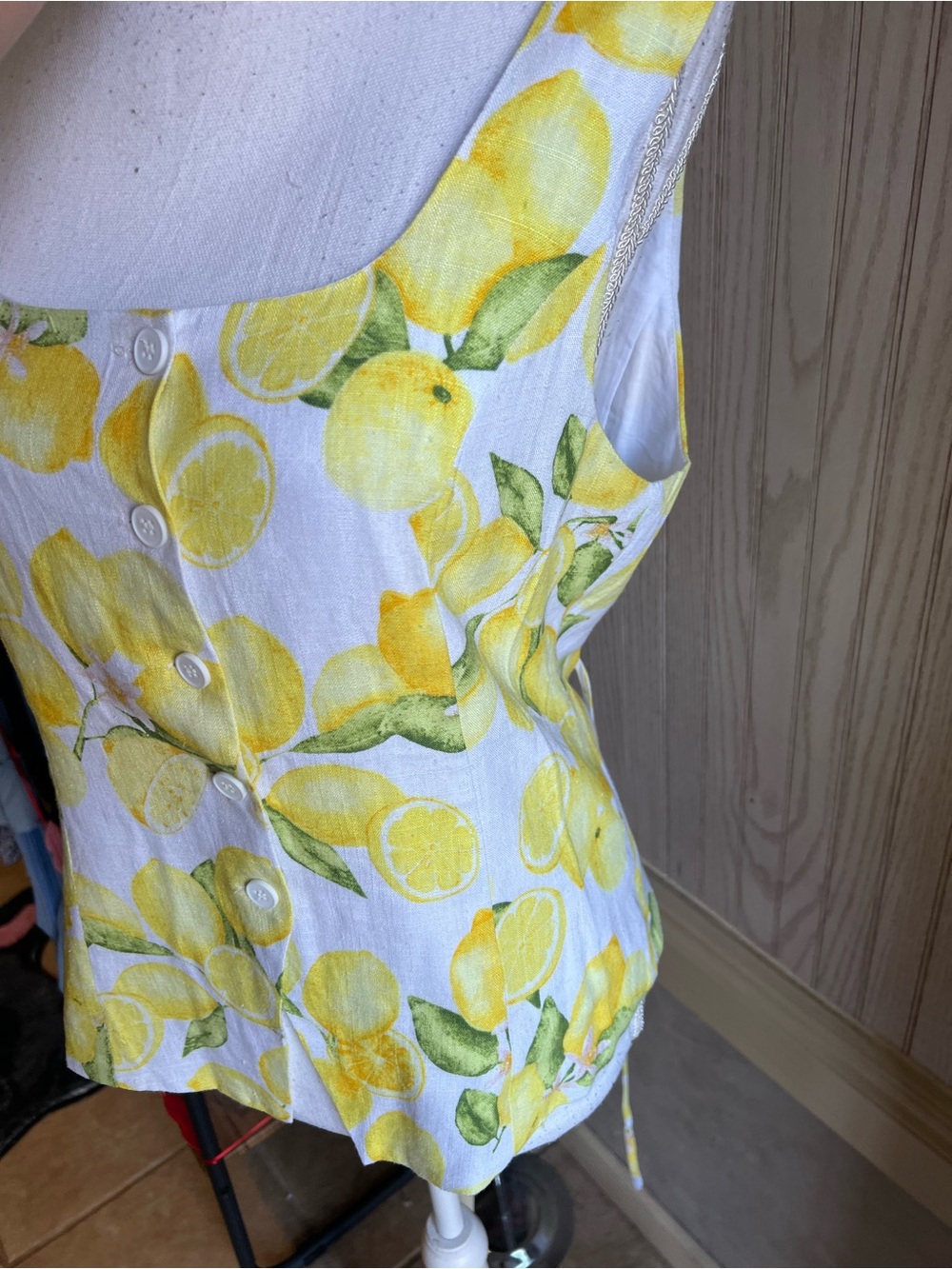 HYFVE Linen Blend Lemon Print Vest & Short Set NIP - Picture 5 of 11